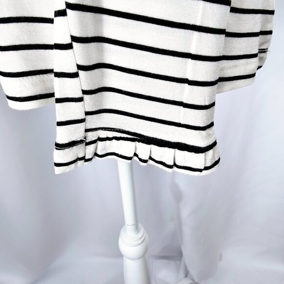 Kaileigh Women's Black & White Striped Ruffle Trim Long Sleeve Top Size L NWOT - Picture 5 of 15